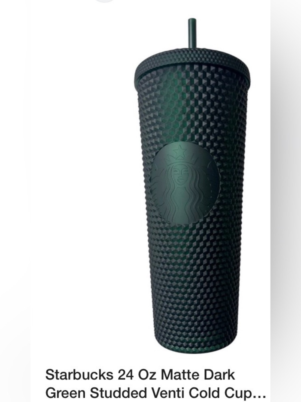 Starbucks Matte Dark Green Studded Venti Tumbler with Straw 24 oz gentle use